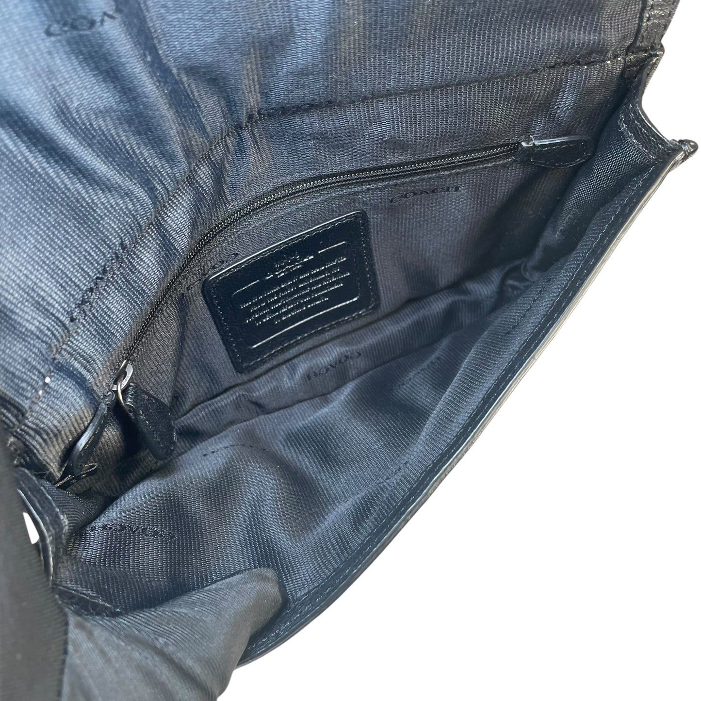 Coach Rhyder Black Leather Rugged Gunmetal HW Small Messenger Clutch Crossbody