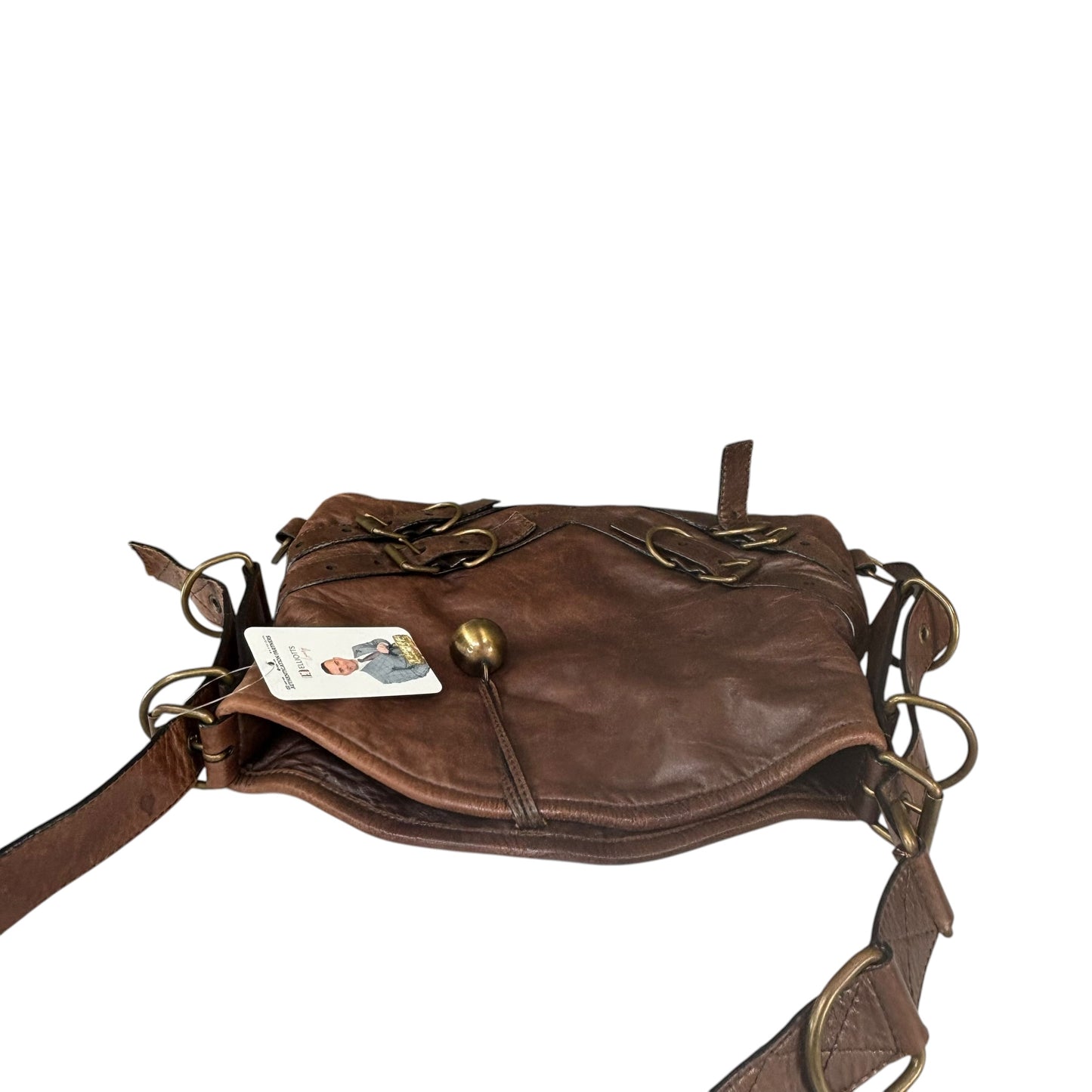 Givenchy Y2K Vouyou Classic Mahogany Brown Distressed Leather 2-Way Shoulder Crossbody Bag