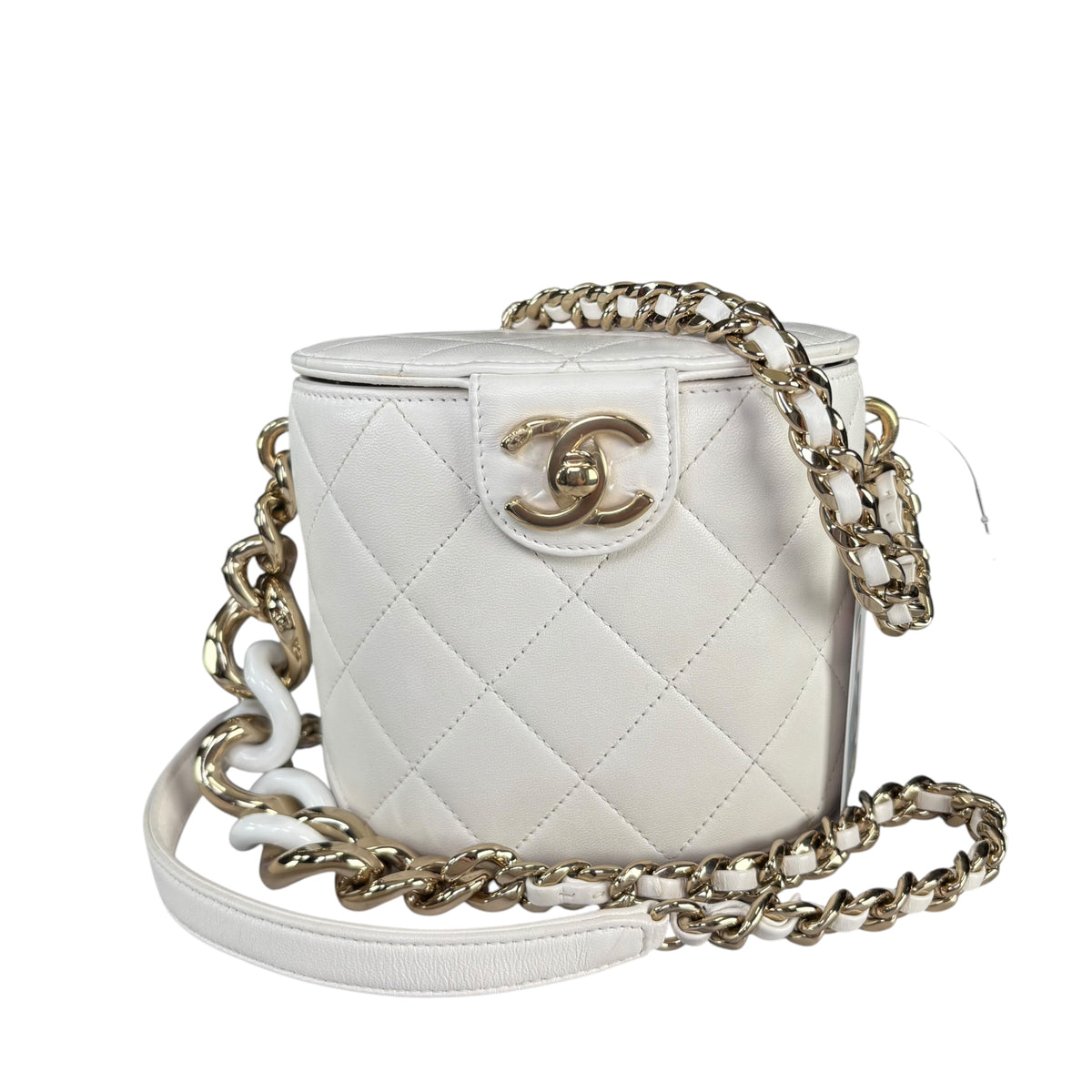 Chanel 2020 “Elegant Chain” GHW White Leather Vanity Case