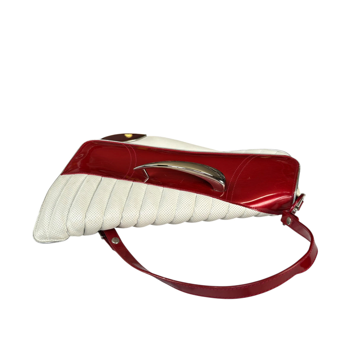 Christian Dior Cadillac Y2K Red Patent White Leather 2-Way Purse