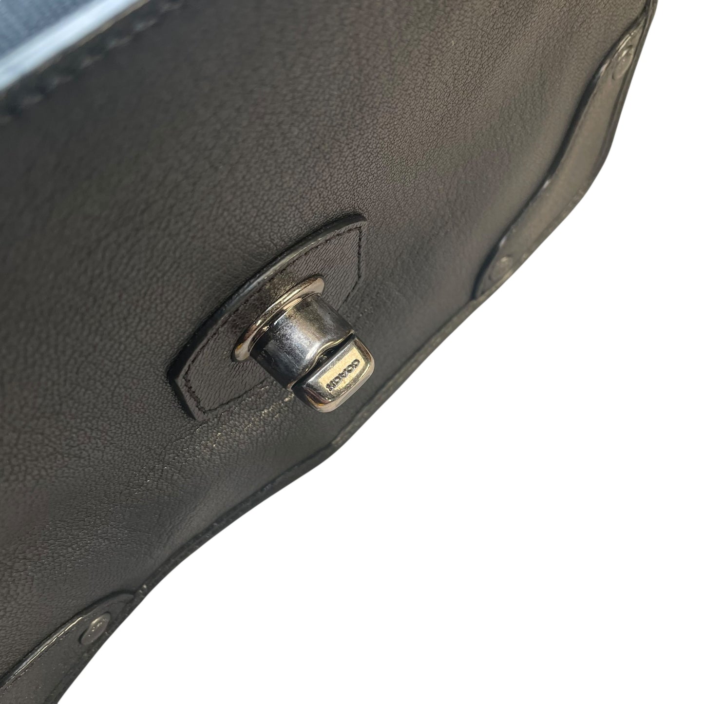 Coach Rhyder Black Leather Rugged Gunmetal HW Small Messenger Clutch Crossbody