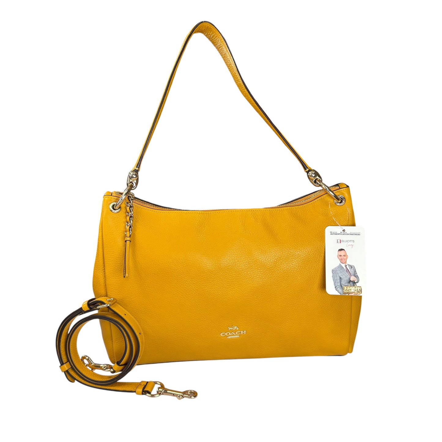 Coach Mia Mustard GHW Leather 2-Way Crossbody Purse