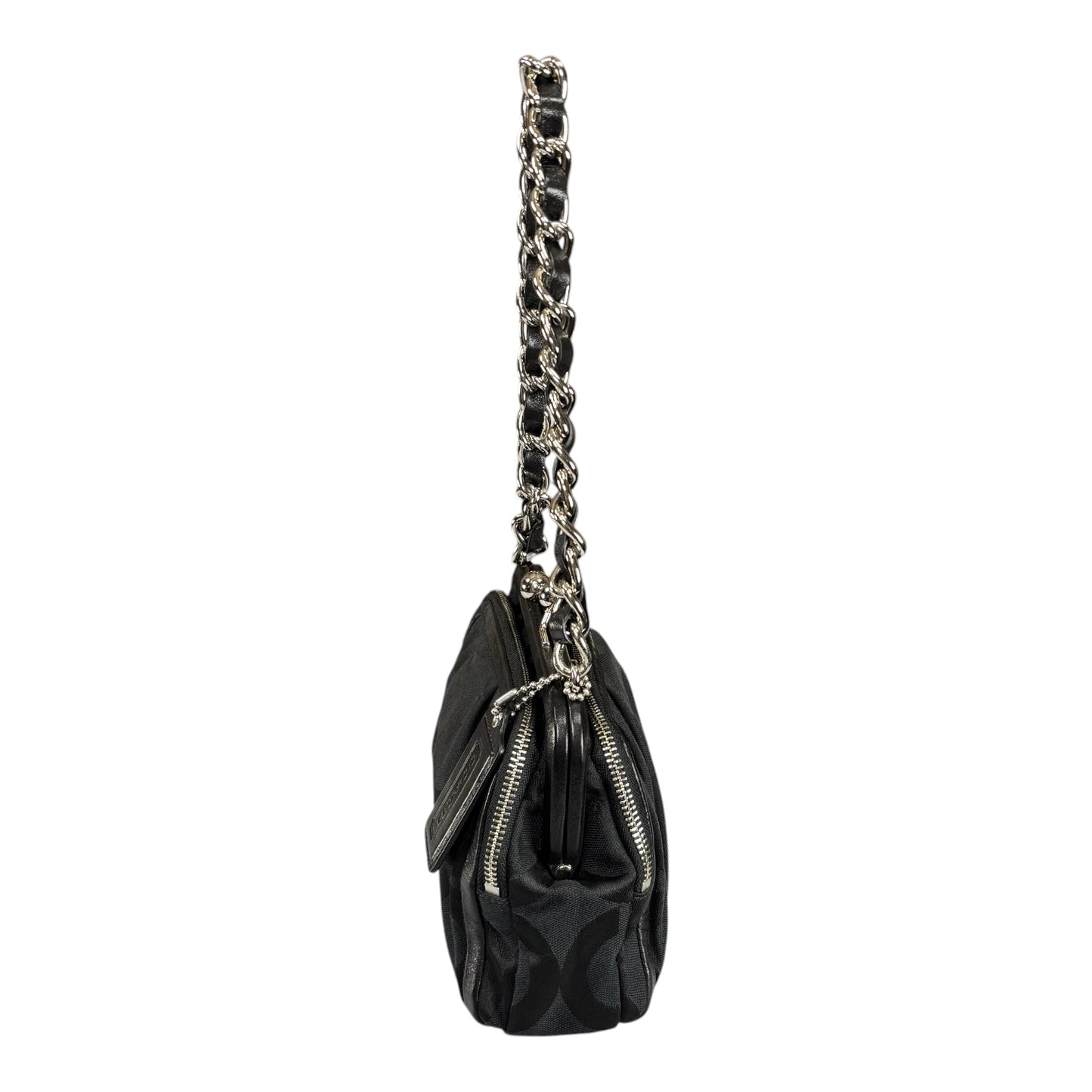 Coach Y2K Opti C Canvas Leather Kiss-Lock Black SHW Chain Shoulder Purse (Copy)
