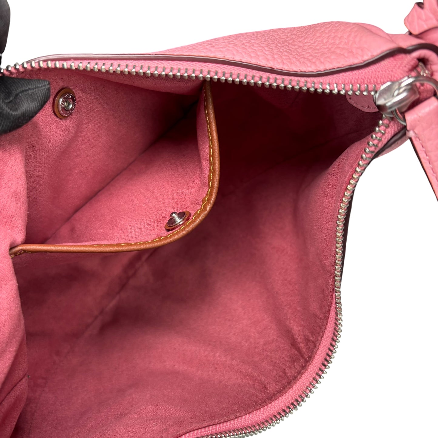 Coach Luna Pink Crescent SHW 2-Way Pebbled Leather Purse