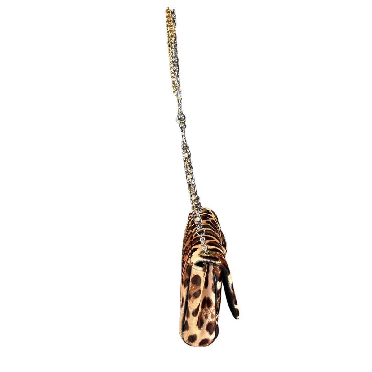Dolce Gabbana Leopard Hair Calf Flap Chain Shoulder Purse