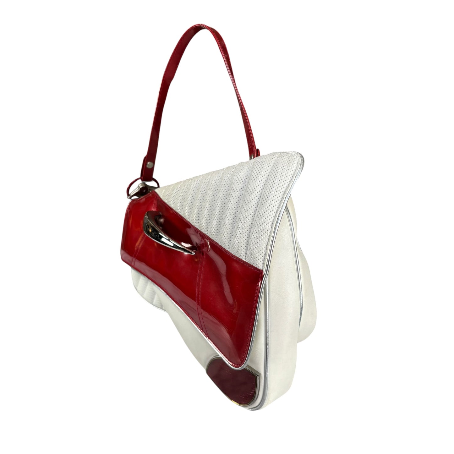 Christian Dior Cadillac Y2K Red Patent White Leather 2-Way Purse