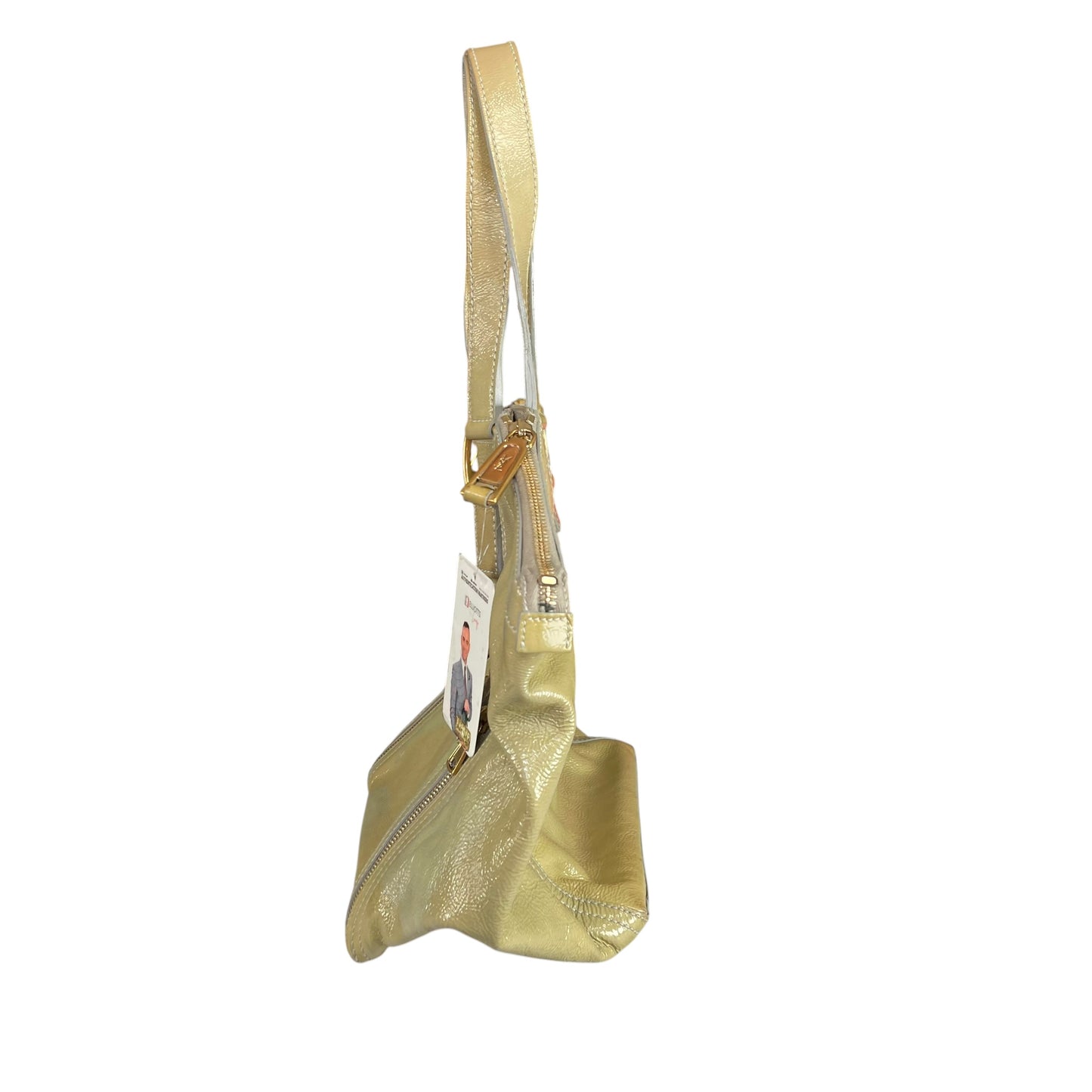 YSL Cassandra Green Patent Leather GHW Bucket Flat Downtown Tote
