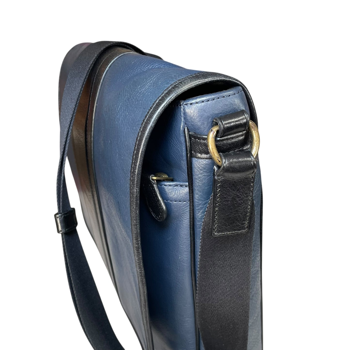 Coach Heritage Map Bombe Leather Messenger Bag Navy Black Crossbody Work Bag