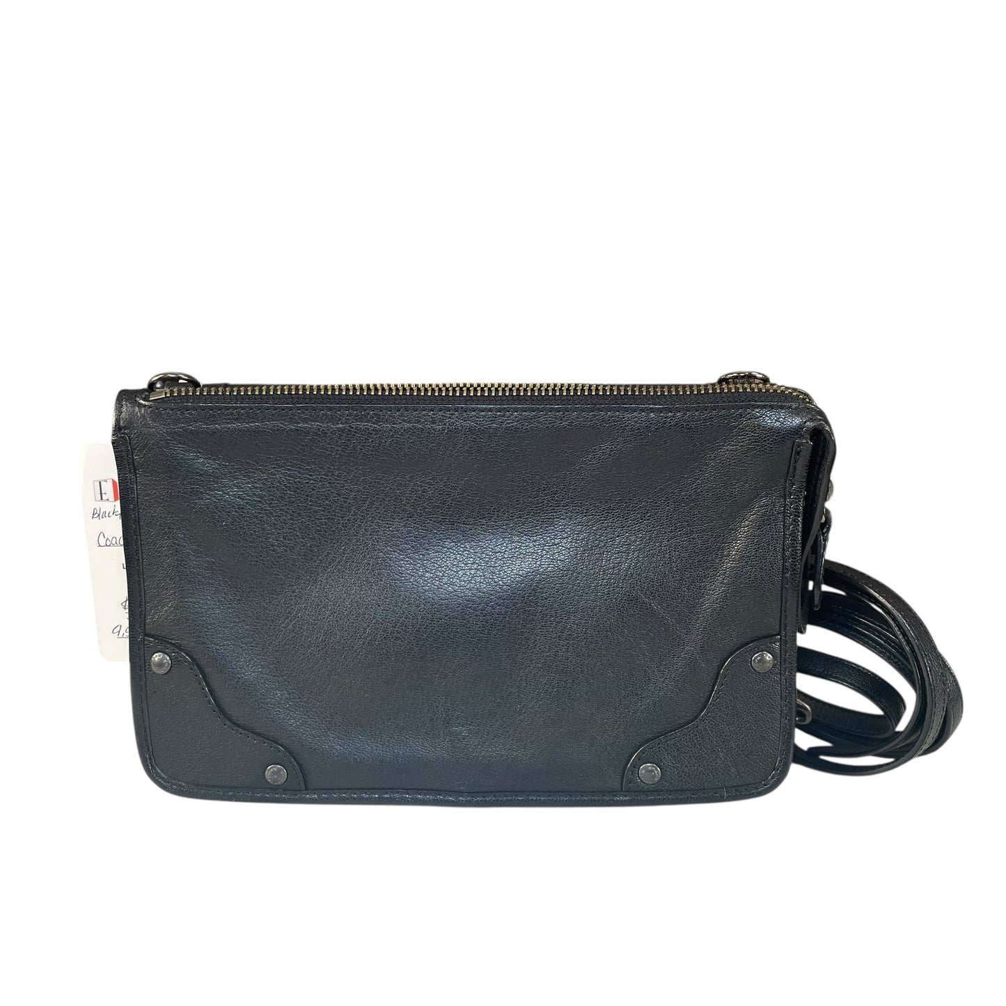 Coach Rhyder Black Leather Rugged Gunmetal HW Small Messenger Clutch Crossbody