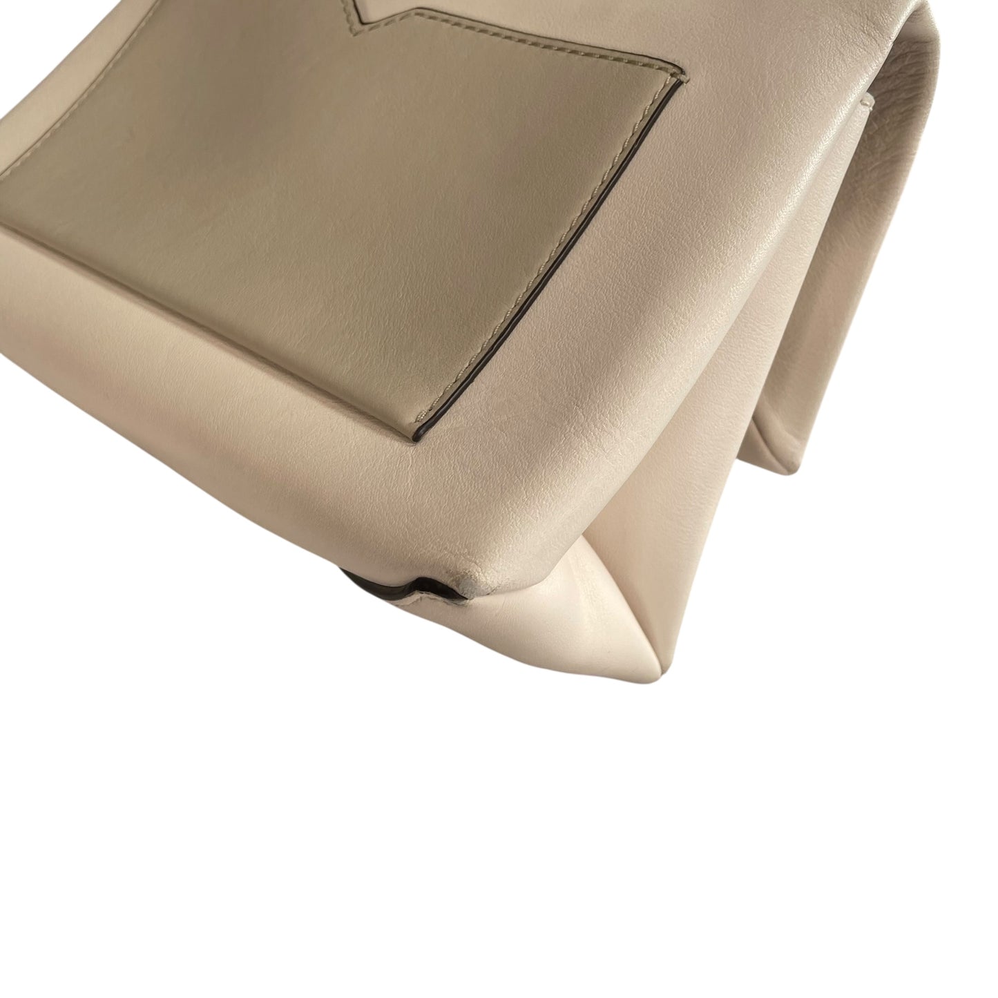 Michael Kors Cece Flap Chain Bag Cream Leather GHW 2-Way Top Handle