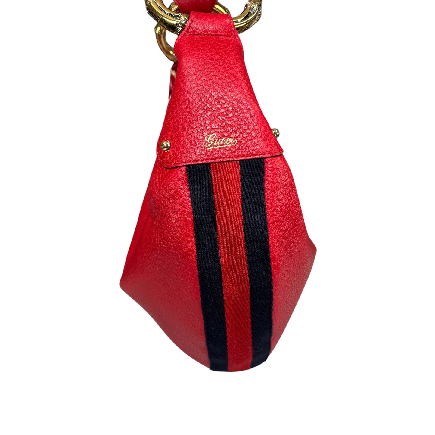 Gucci Sylvie GHW Hobo Sherry Web Bamboo Red Shoulder Purse