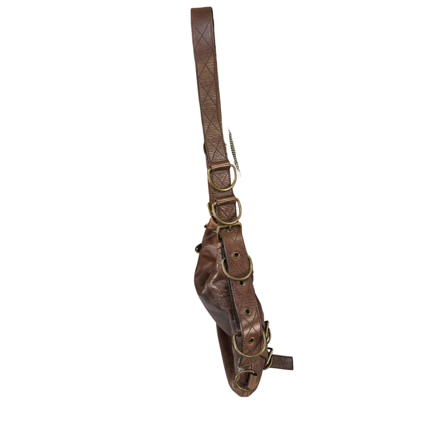 Givenchy Y2K Vouyou Classic Mahogany Brown Distressed Leather 2-Way Shoulder Crossbody Bag