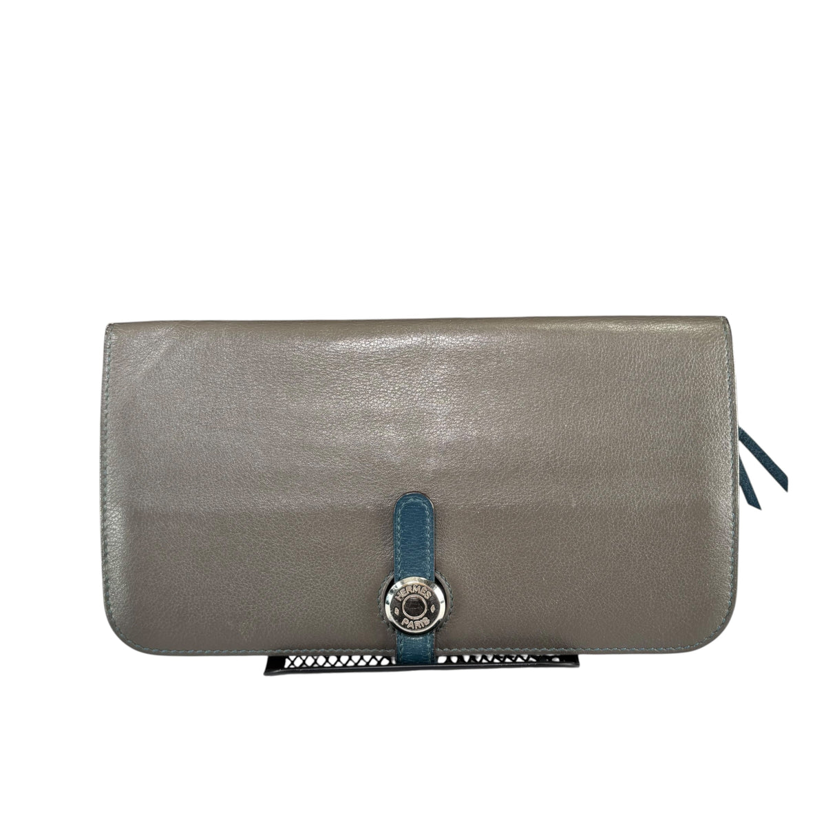 Hermes Dogon Clemence Étain & Navy Blue Palladium Long Wallet