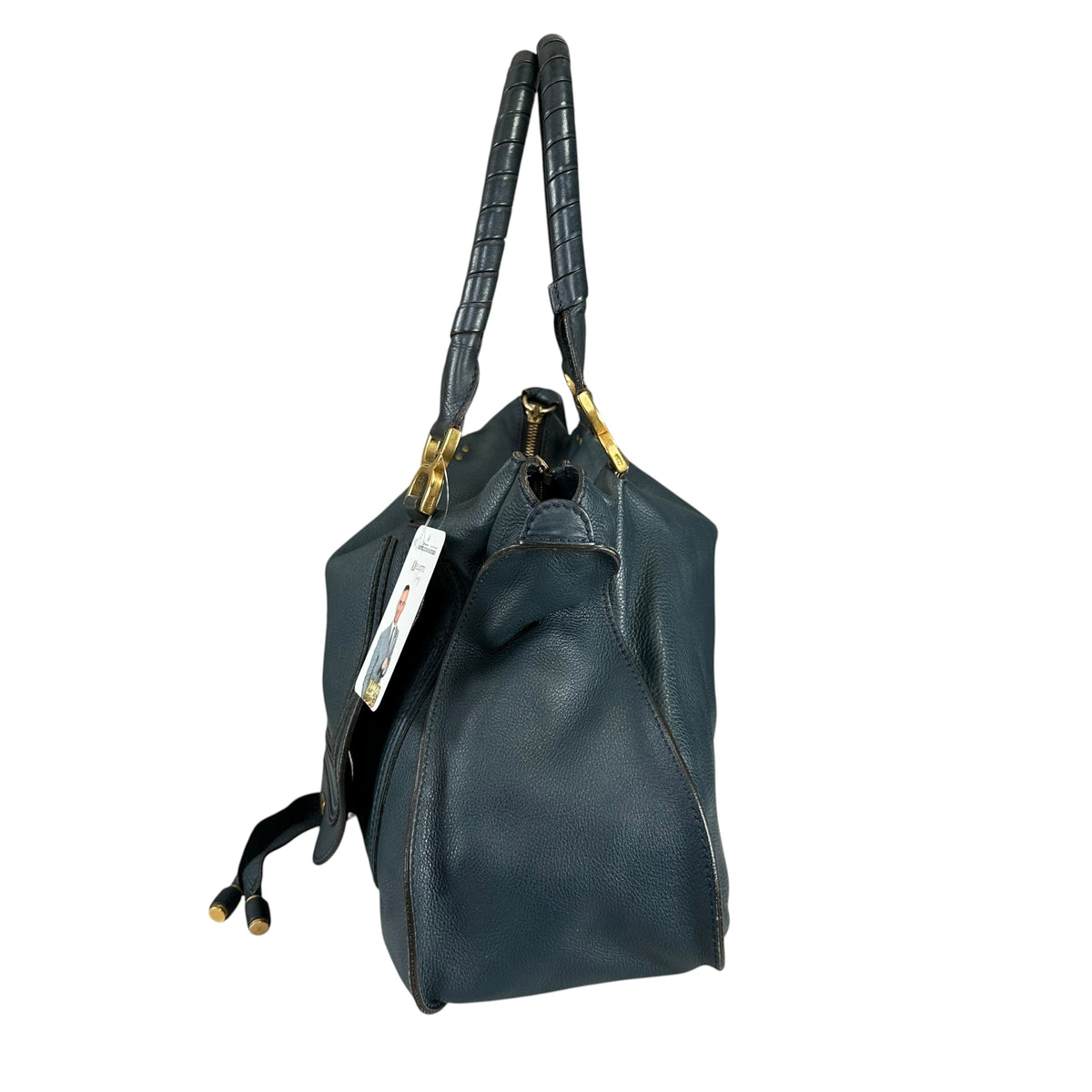 Chloe Marcie XL Navy Blue GHW eather Satchel