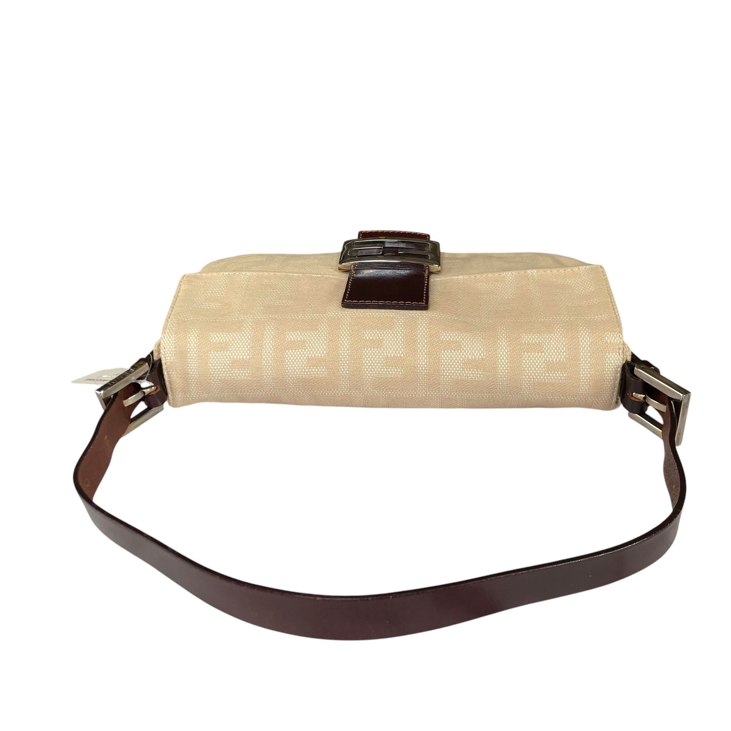 Fendi Baguette Y2K Zucca Monogram Cream Brown Fabric Leather Shoulder Purse