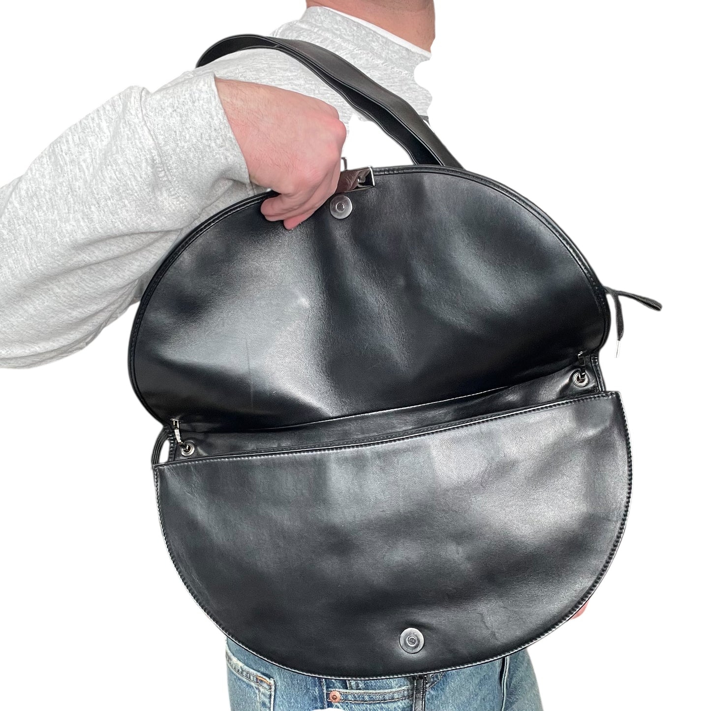 Christian Dior Admit It Corset Black Leather 2-Way SHW Shoulder Crossbody Purse