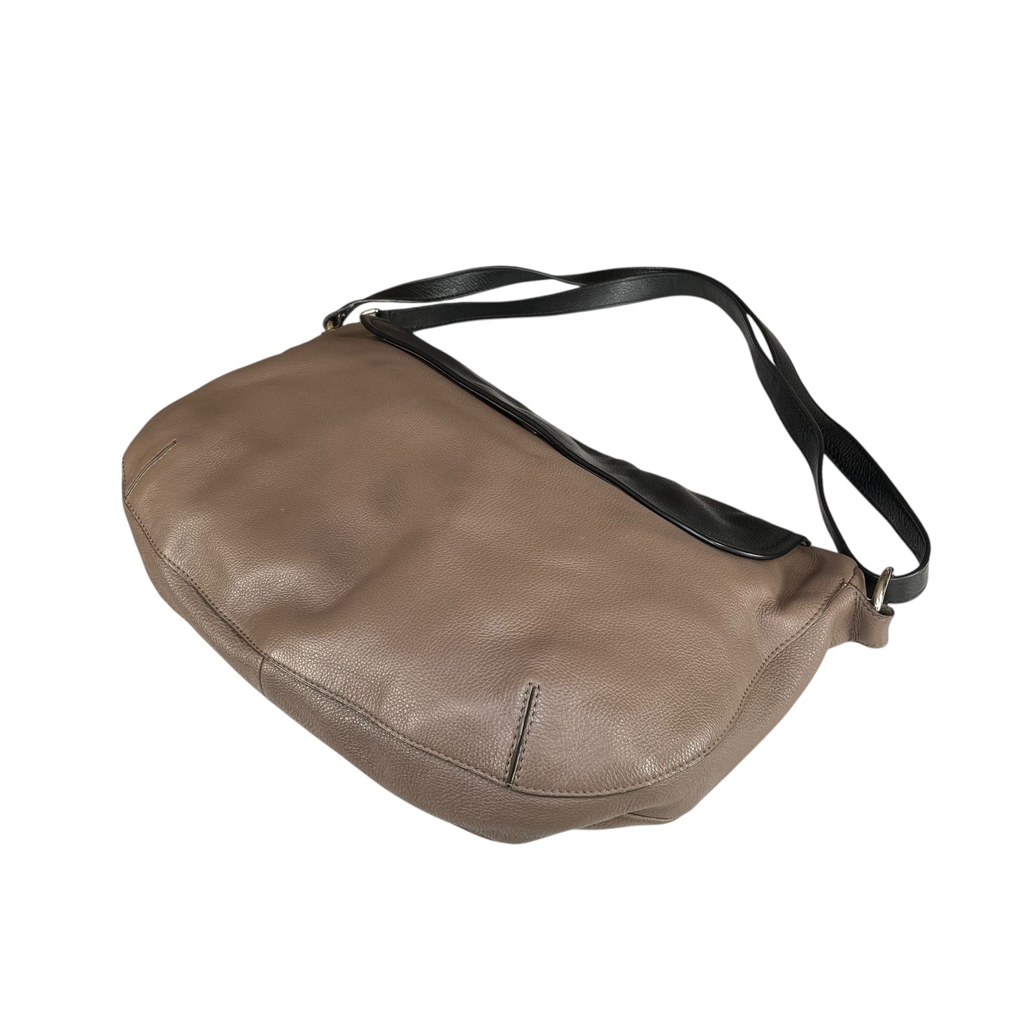 Furla Metropolis Two-Tone GHW Leather Taupe Black 2-Way Shoulder Hobo Purse