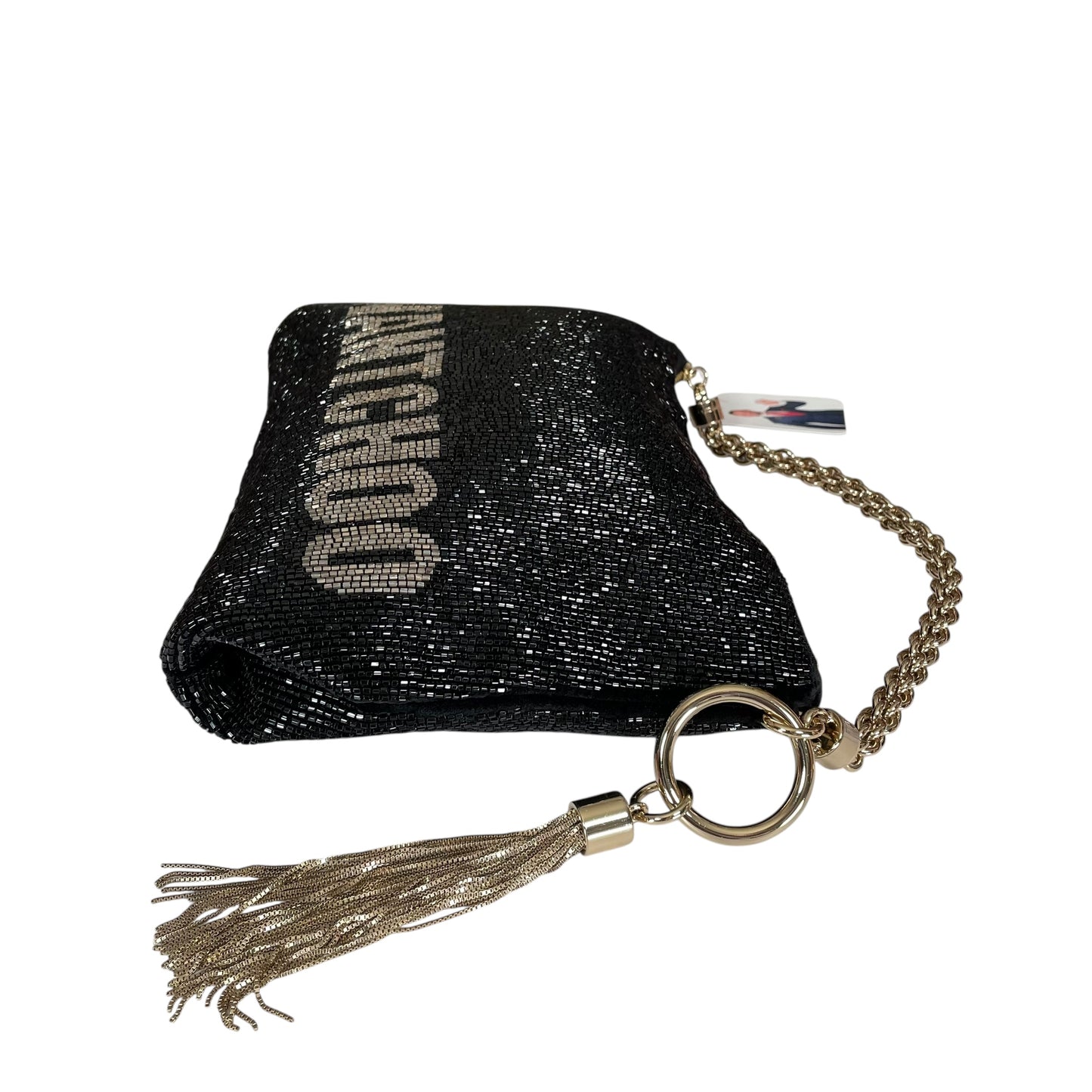 Jimmy Choo Callie I WANT CHOO Limited GHW Shoulder Black Beaded Clutch Purse