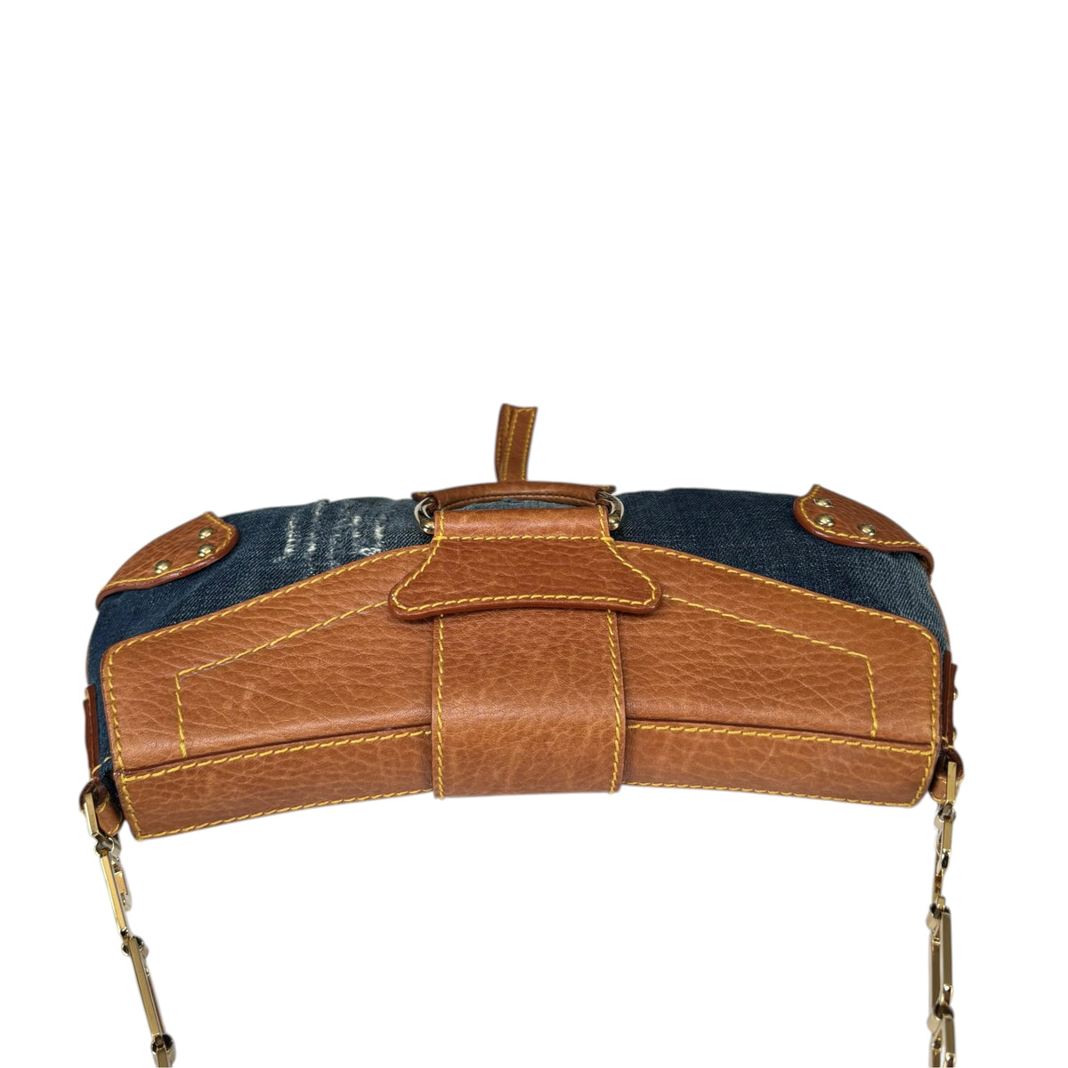 Dolce & Gabbana Y2K O-Ring Distressed Denim Gold Purse