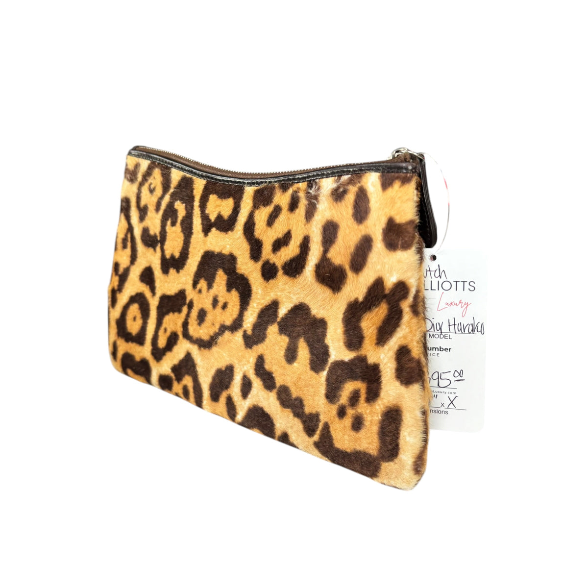 Christian Dior Harako Y2K Pony Hair Zippy Clutch – Leopard Print / Brown Leather