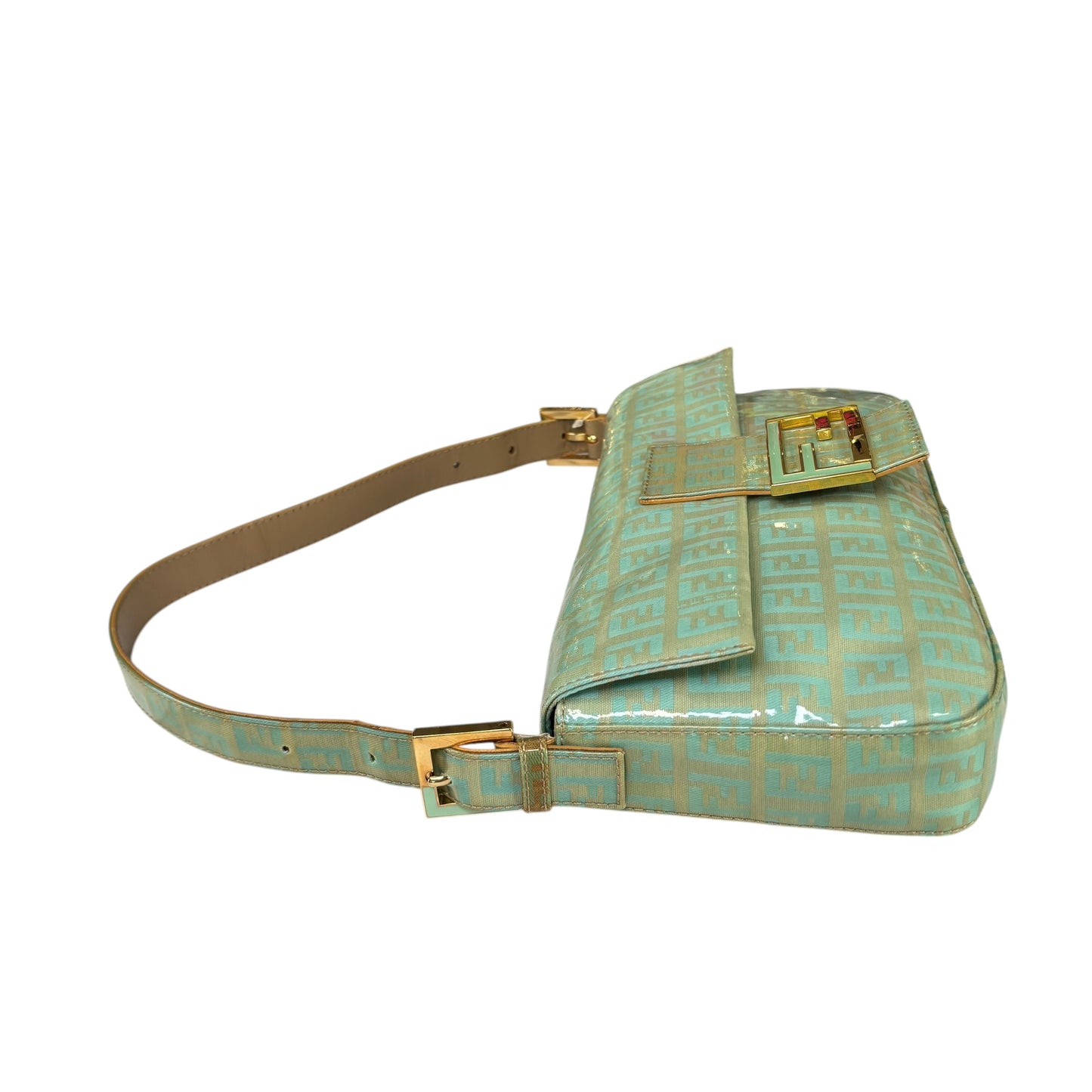 Fendi Y2K Baguette Classic Mint Green Zucchino Coated Canvas Purse