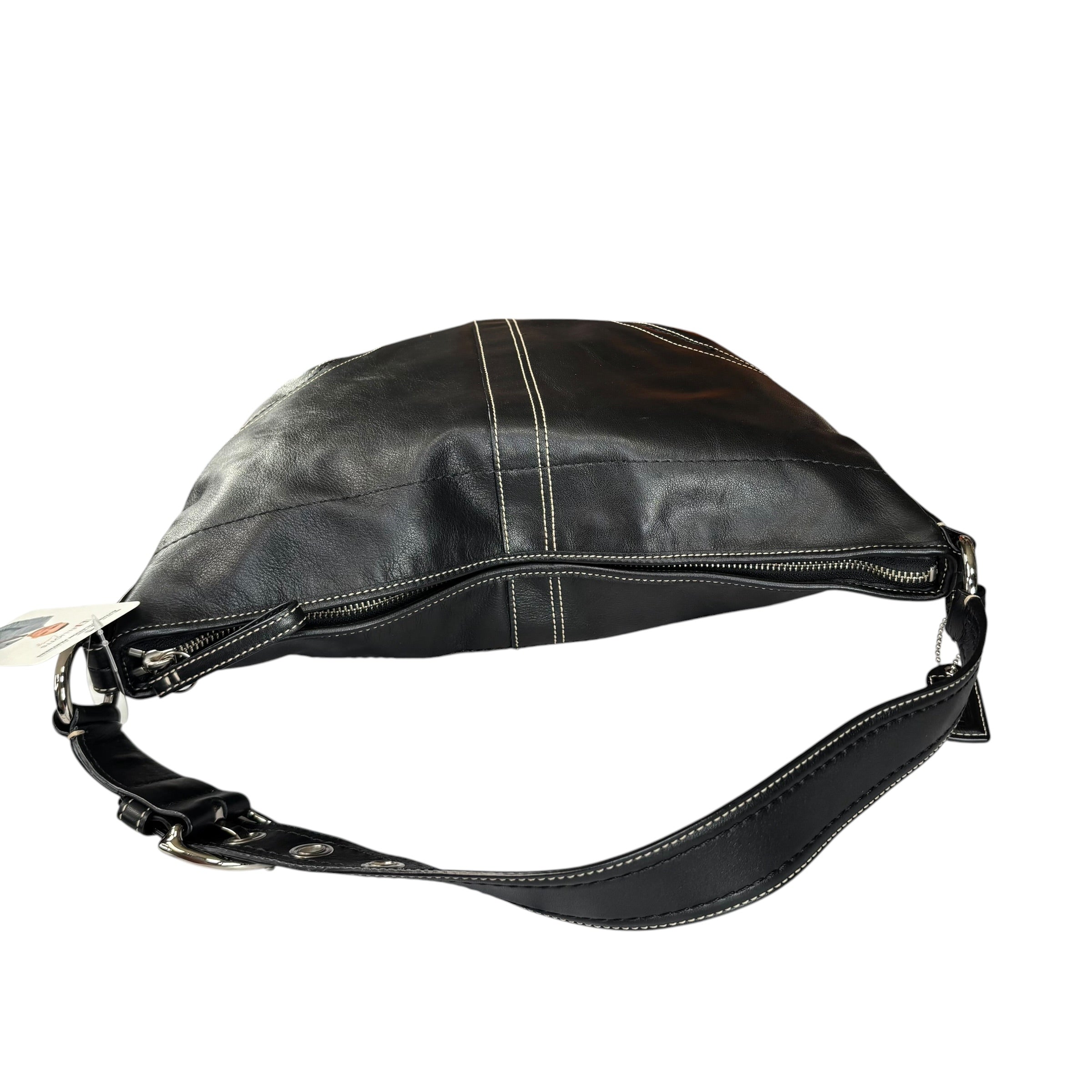 Coach SoHo Large Black Leather SHW Croissant Shoulder Hobo Purse