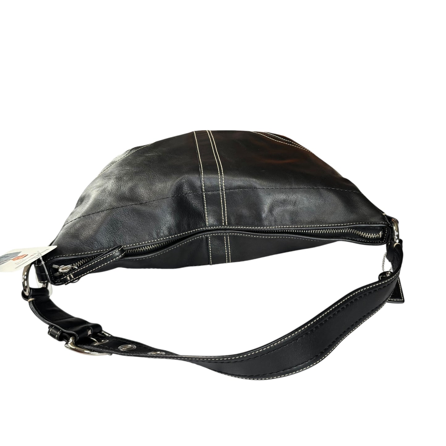 Coach SoHo Large Black Leather SHW Croissant Shoulder Hobo Purse