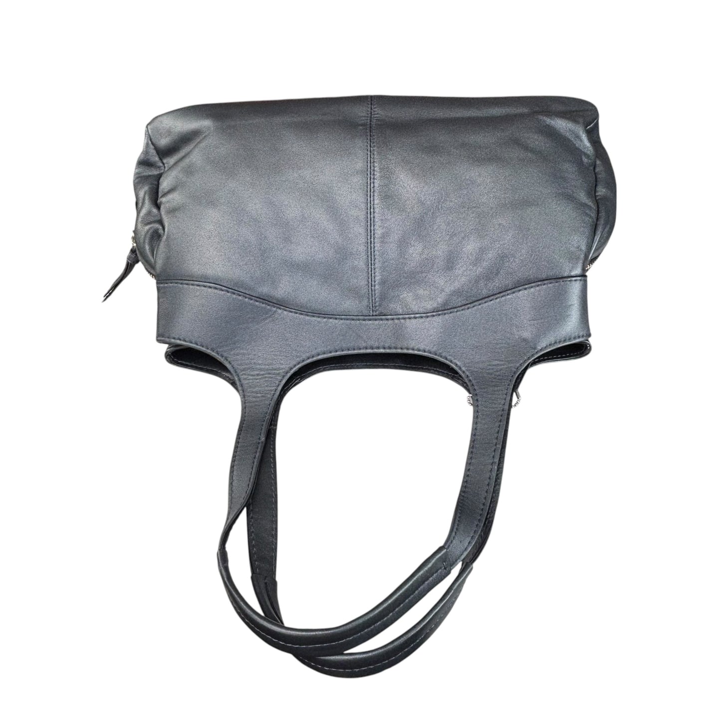 Coach Lexi SHW Metallic Grey Leather Large Shoulder Hobo Pursw