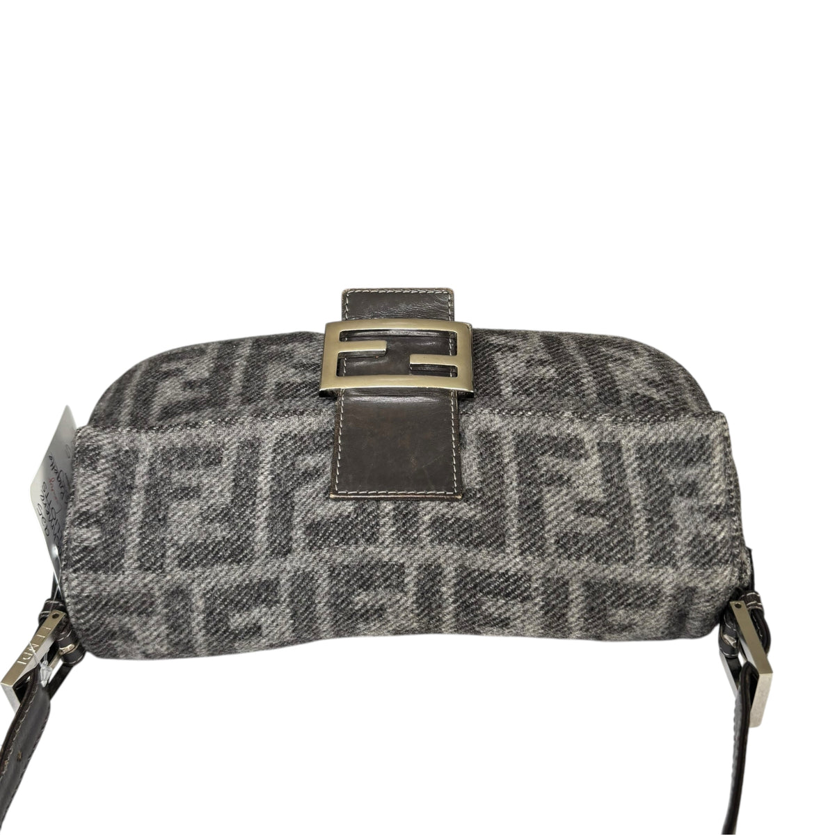 Fendi Y2K Classic Baguette Zucca Cashmere Grey & Black Shoulder Purse