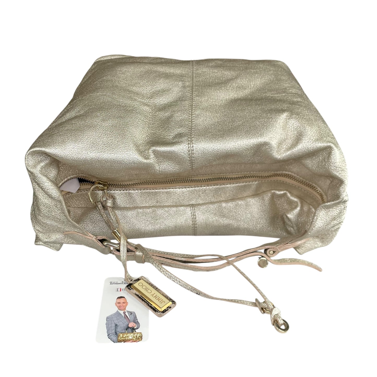 Jimmy Choo Y2K Metallic GHW Aged Golden Foil Leather XL Hobo