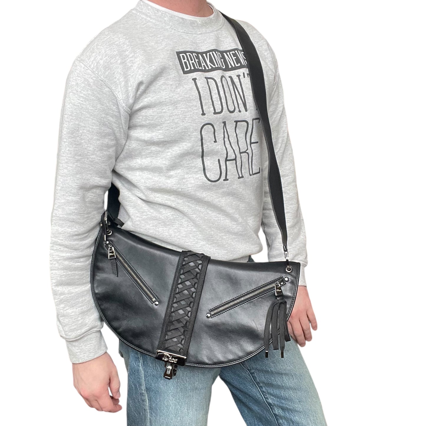 Christian Dior Admit It Corset Black Leather 2-Way SHW Shoulder Crossbody Purse