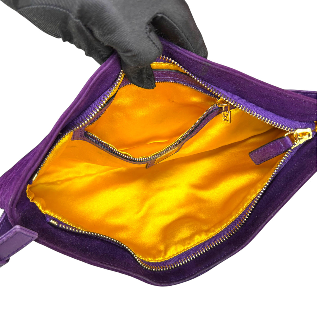 Fendi Y2K Baguette Slim Mama Purple Suede Shoulder Purse