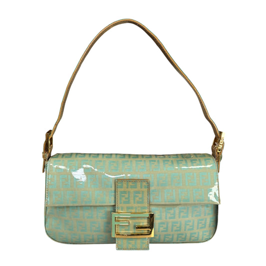 Fendi Y2K Baguette Classic Mint Green Zucchino Coated Canvas Purse
