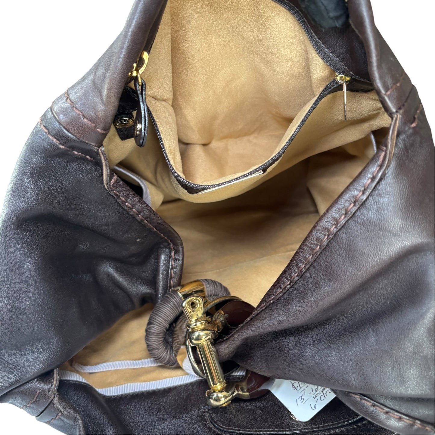 Jimmy Choo Saba Brown Leather GHW Bangle Large Hobo Shoulder Purse