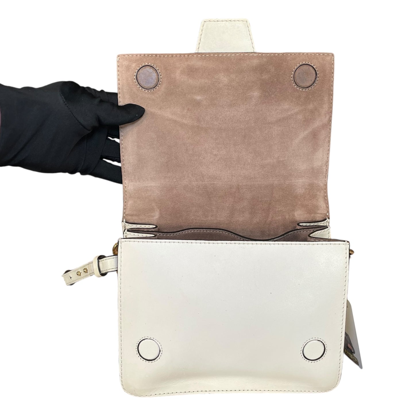 Jimmy Choo Madeline Crossbody Bag Ivory Leather GHW Buckle Flap 2-Way
