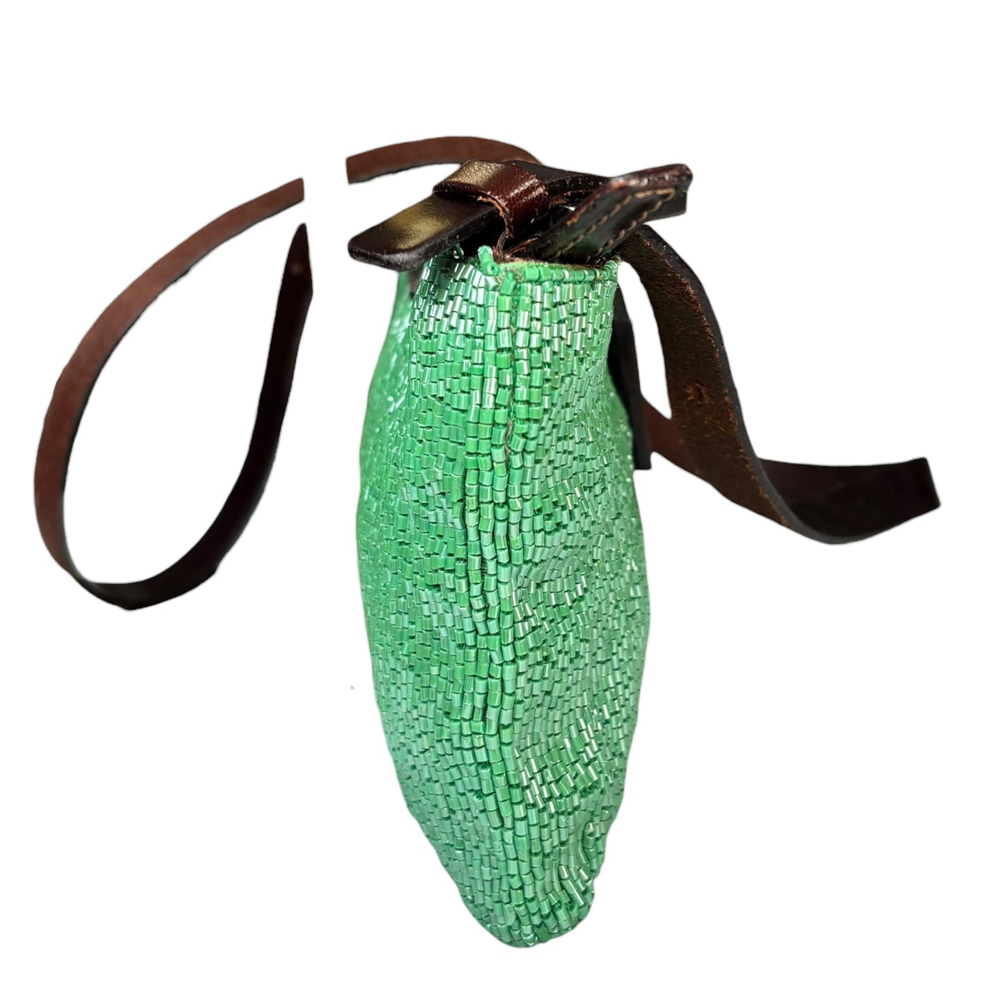Fendi Y2K Slim Baguette Green Beaded Shoulder Purse