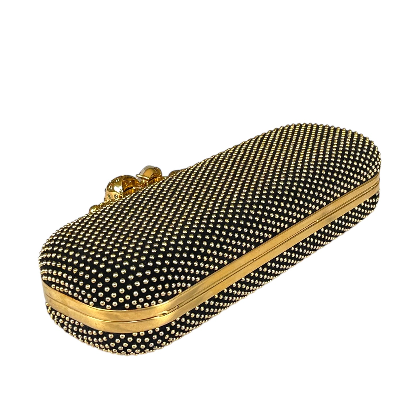 Alexander McQueen Crystal Studded Knuckle Clutch Skull Ring Blue Stone Bag