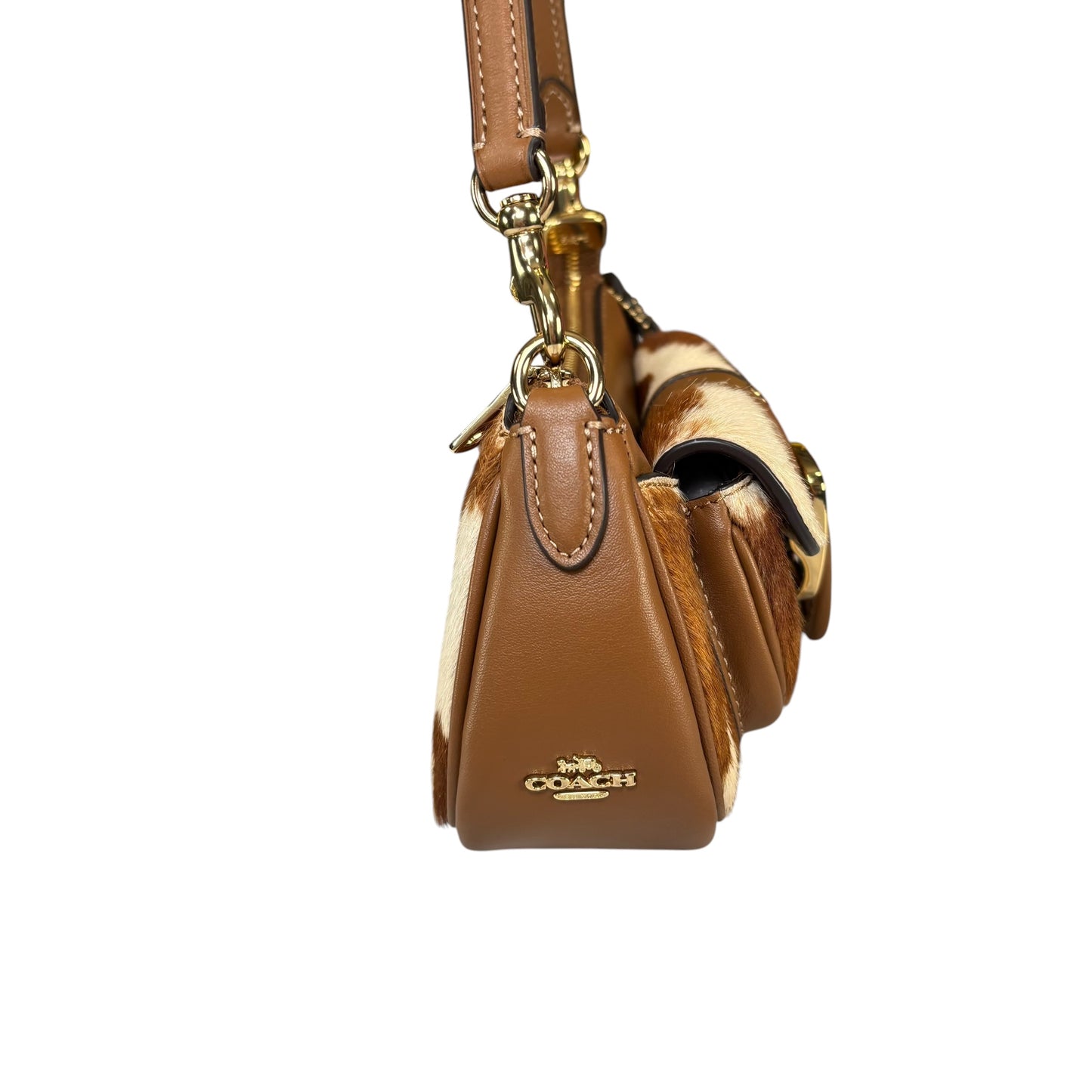 Coach Ashton Mini Brown GHW Hair Calf 2-Way Shoulder Purse