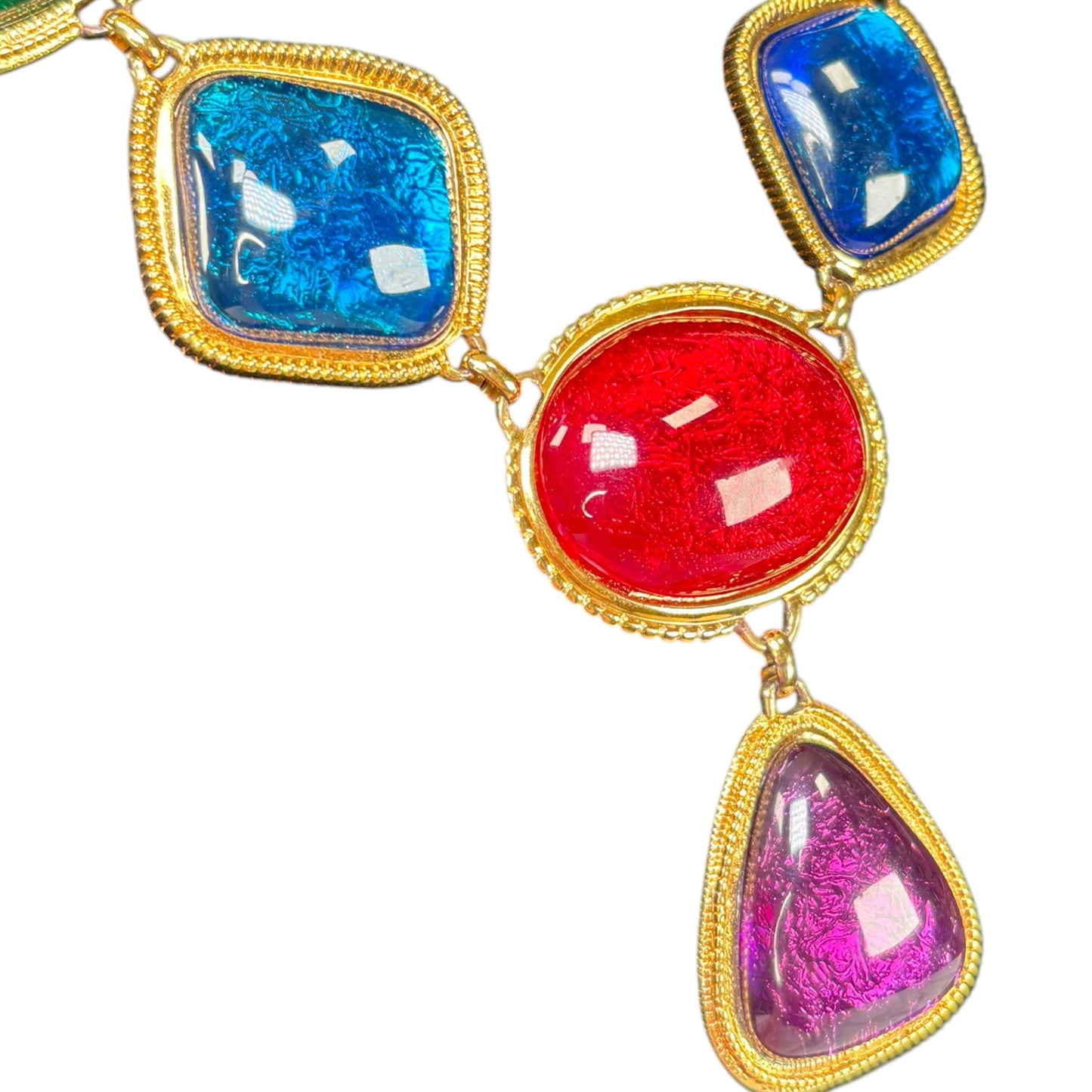 Kenneth Jay Lane Avon Gold-Tone Statement Gripoix-Style Cabochon Necklace 17”