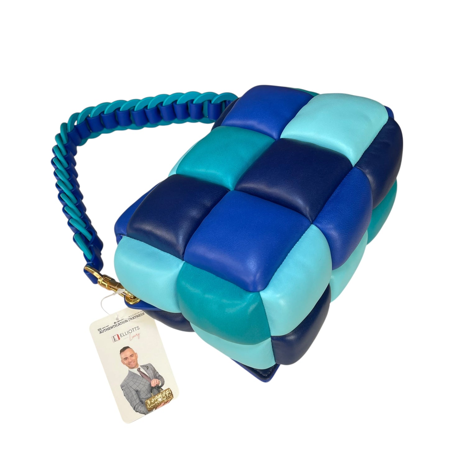 Kate Spade Boxxy 3D Puffer Leather Bag Blue Multi Color 2-Way Purse