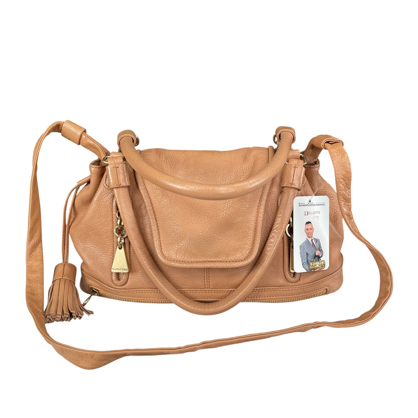 See By Chloe Cherry Blush Pink Leather DrawString Snap 2-Way Shoulder Purse