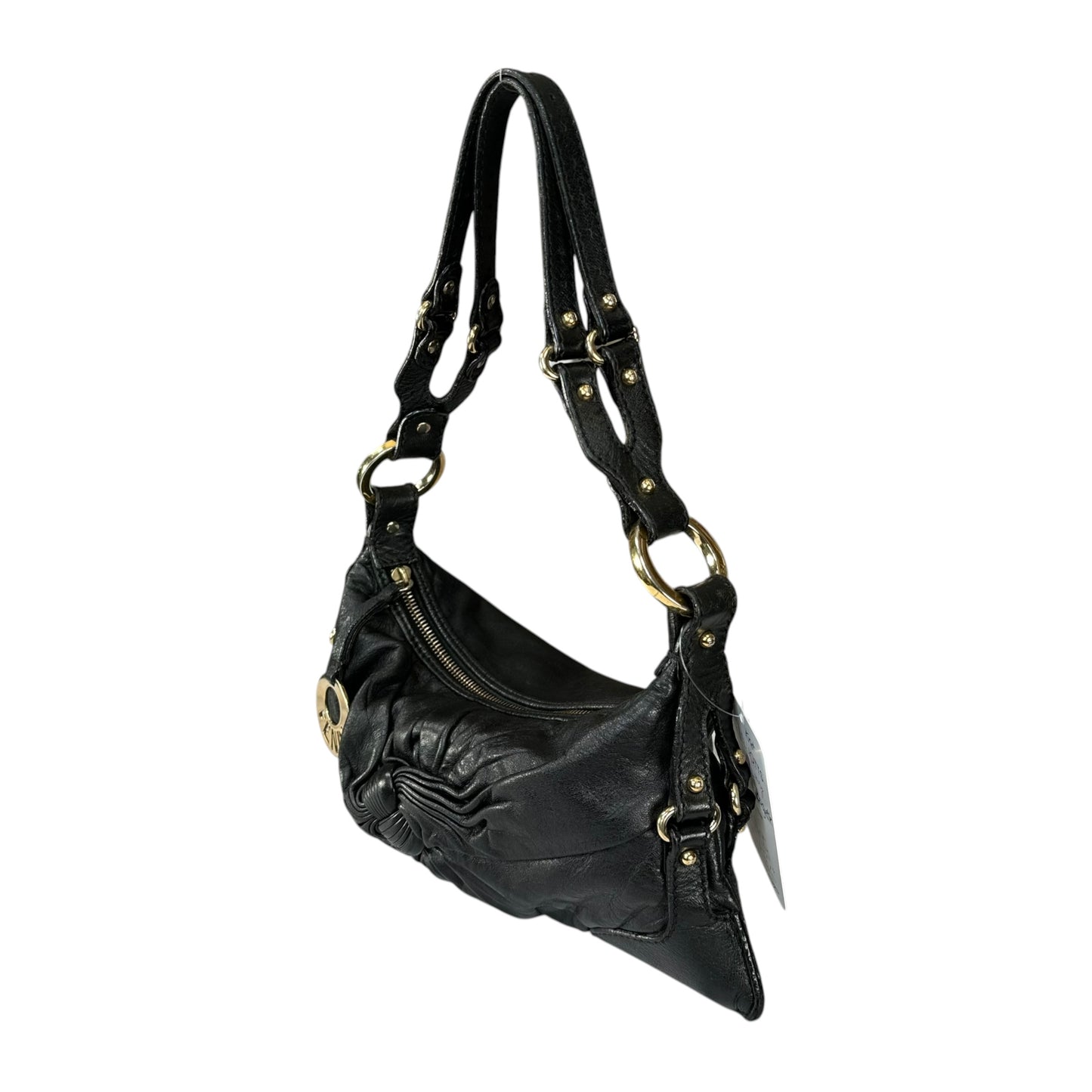 Fendi Baguette Y2K Knot / Flower Black Leather Shoulder Purse