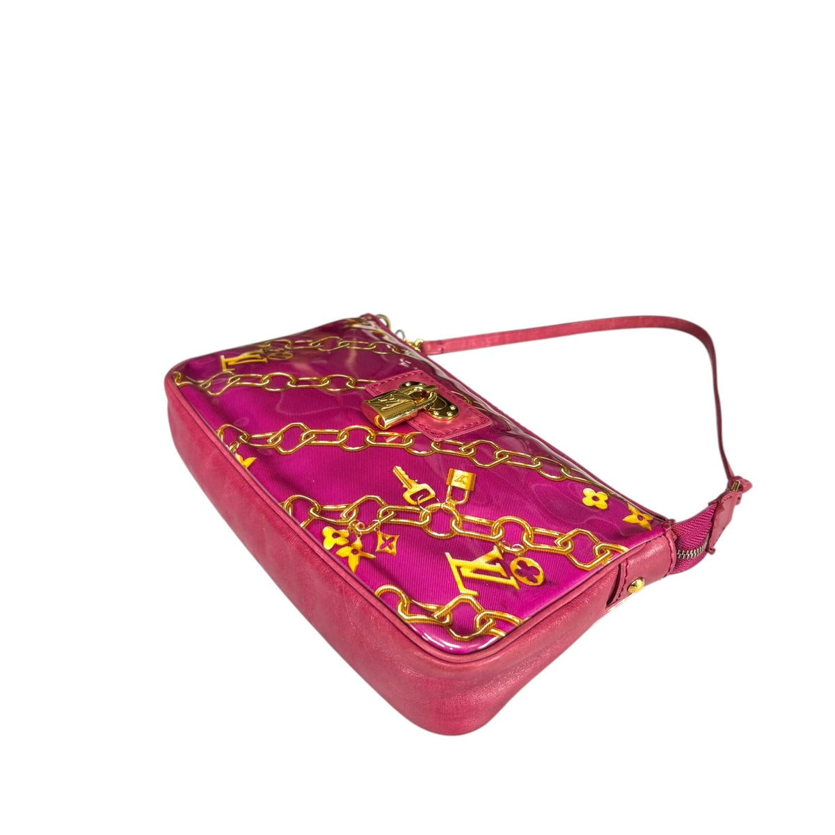 Louis Vuitton Y2K Limited GHW Chain PVC / Leather Fushia Mini Pouchette Purse