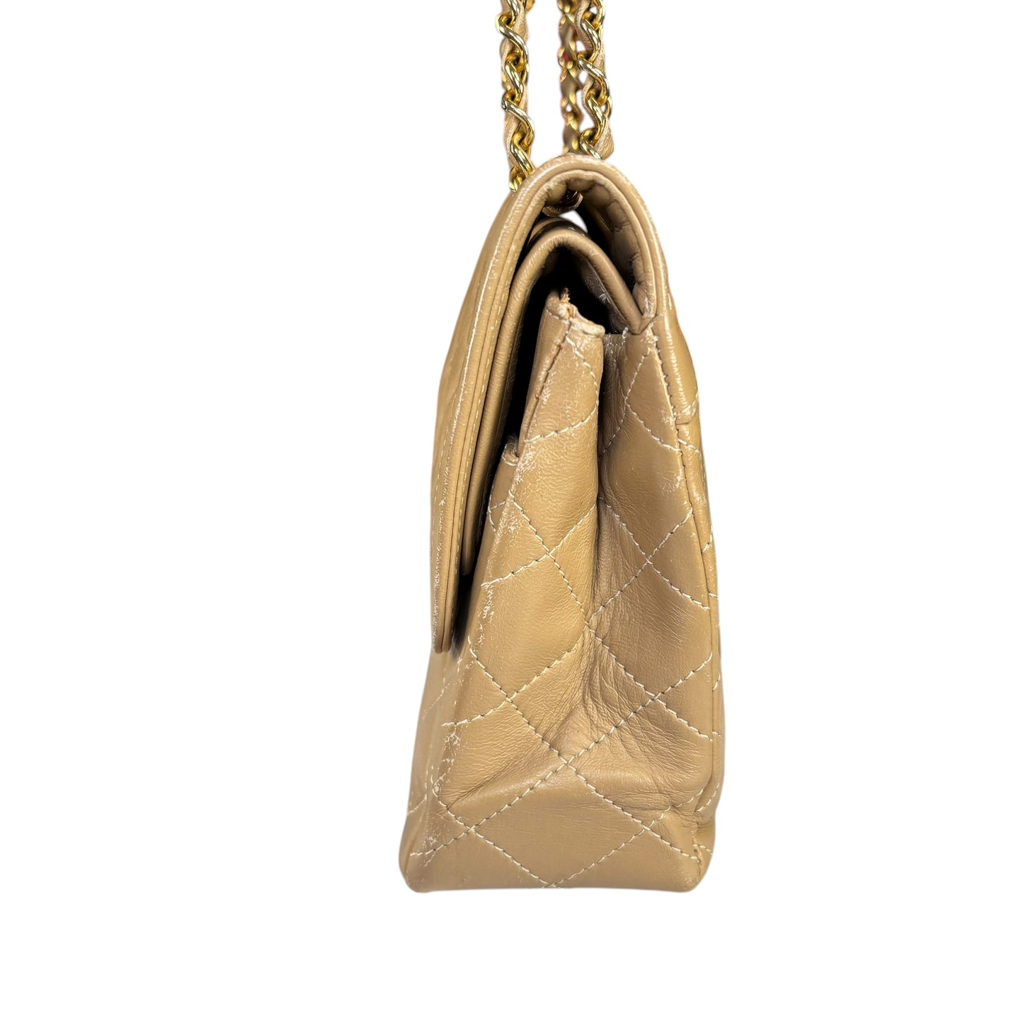 Chanel Paris Limited Beige Double Flap Quilted Lambskin Shoulder Purse