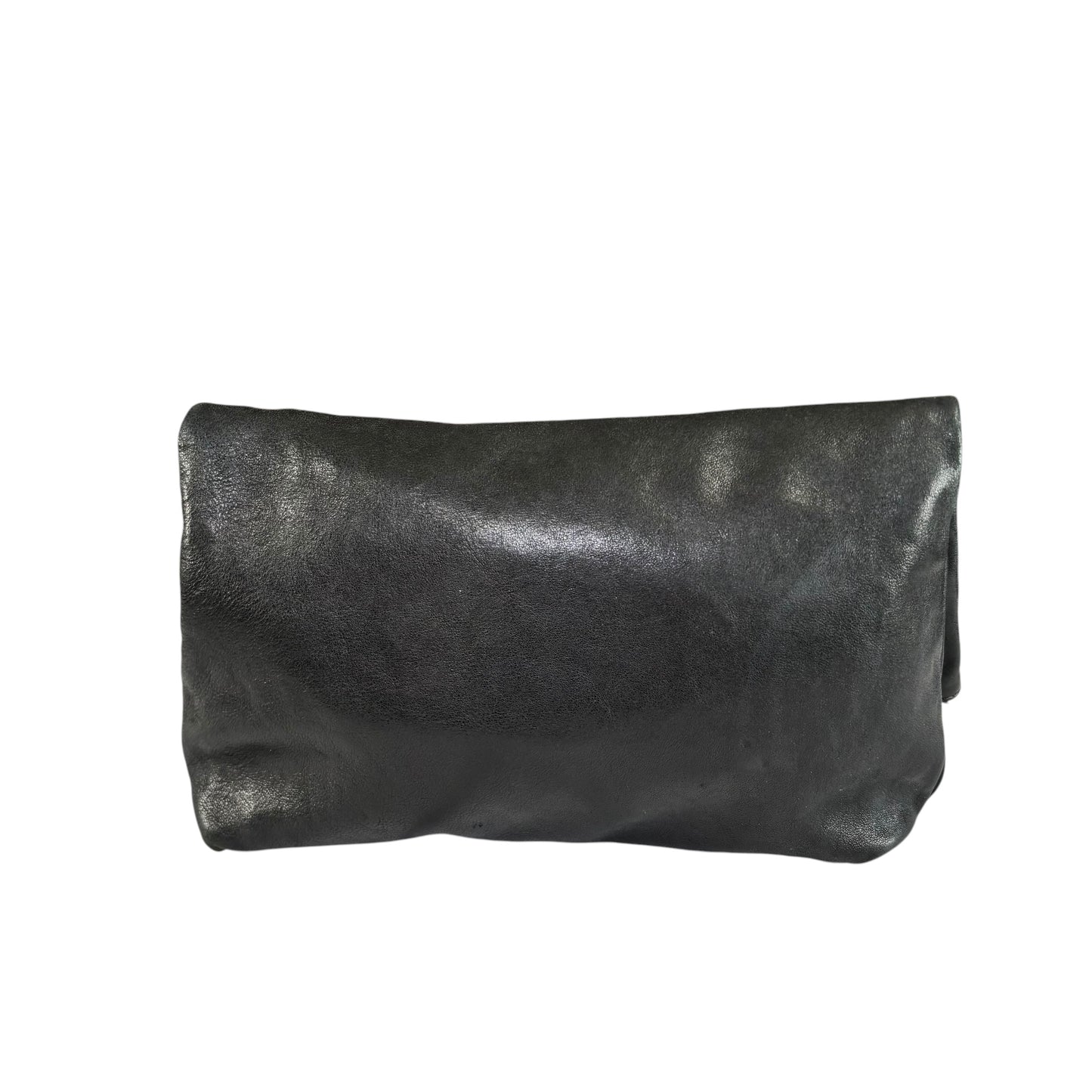 Jimmy Choo Nyla Black GHW Leather Fold-Over Zip Clutch
