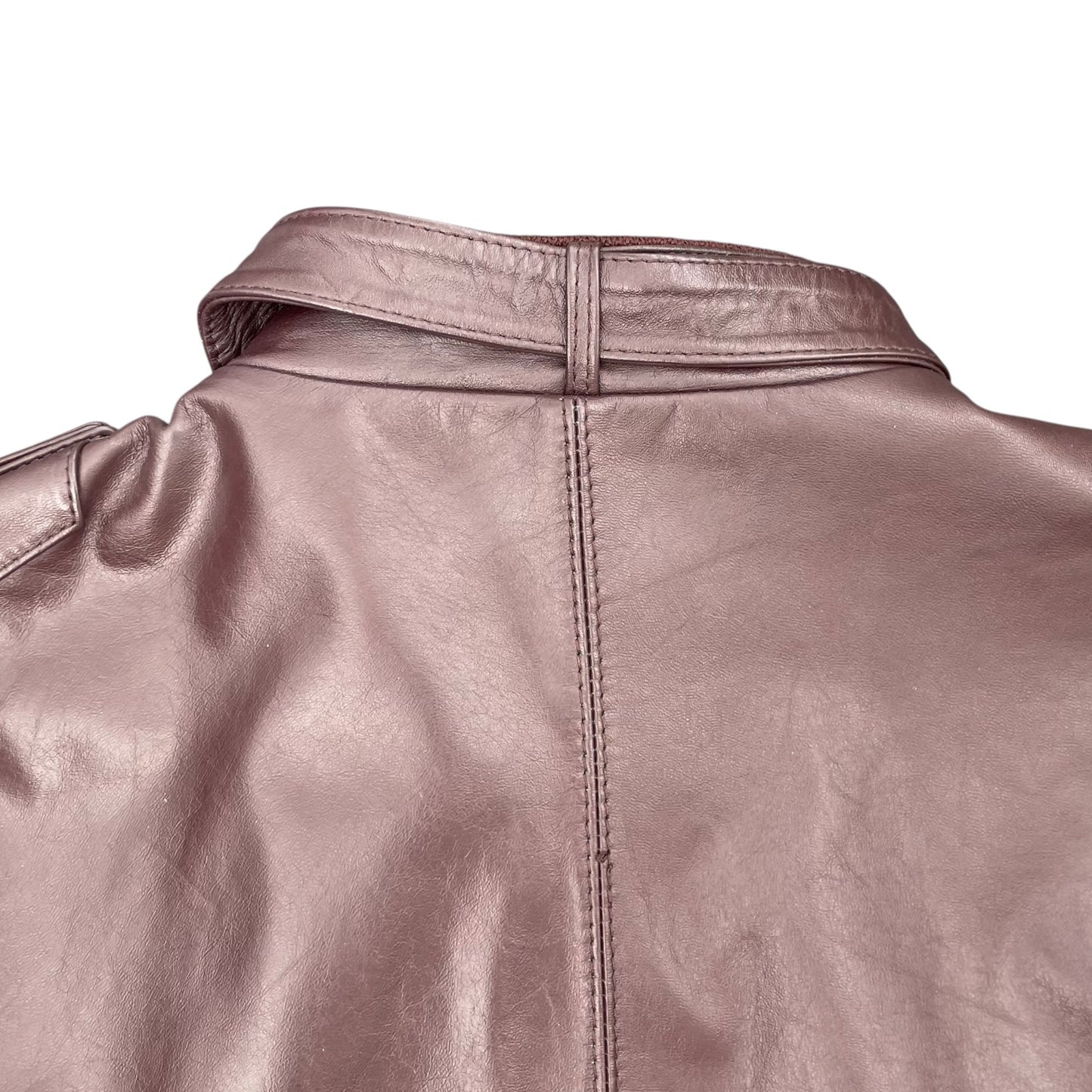 Members Only Y2K Leather Bomber Jacket Oxblood Burgundy 44 XL