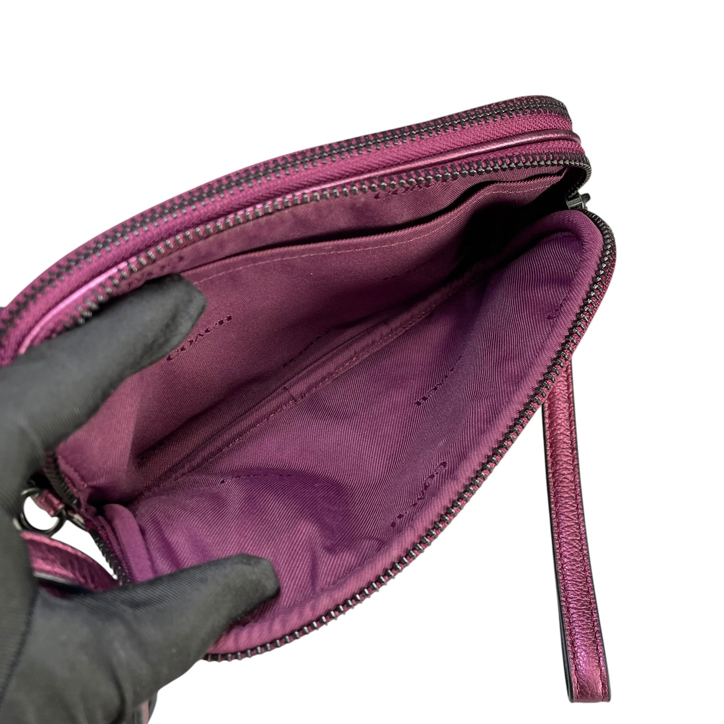 Coach Metallic Star Studded Double Purple Gumetal 2-Way Crossbody Wristlet