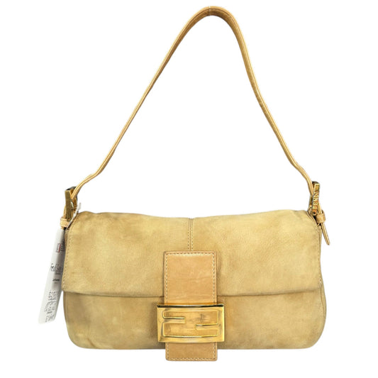 Fendi Y2K Baguette Suede Leather Gold / Gold Tan Shoulder Purse