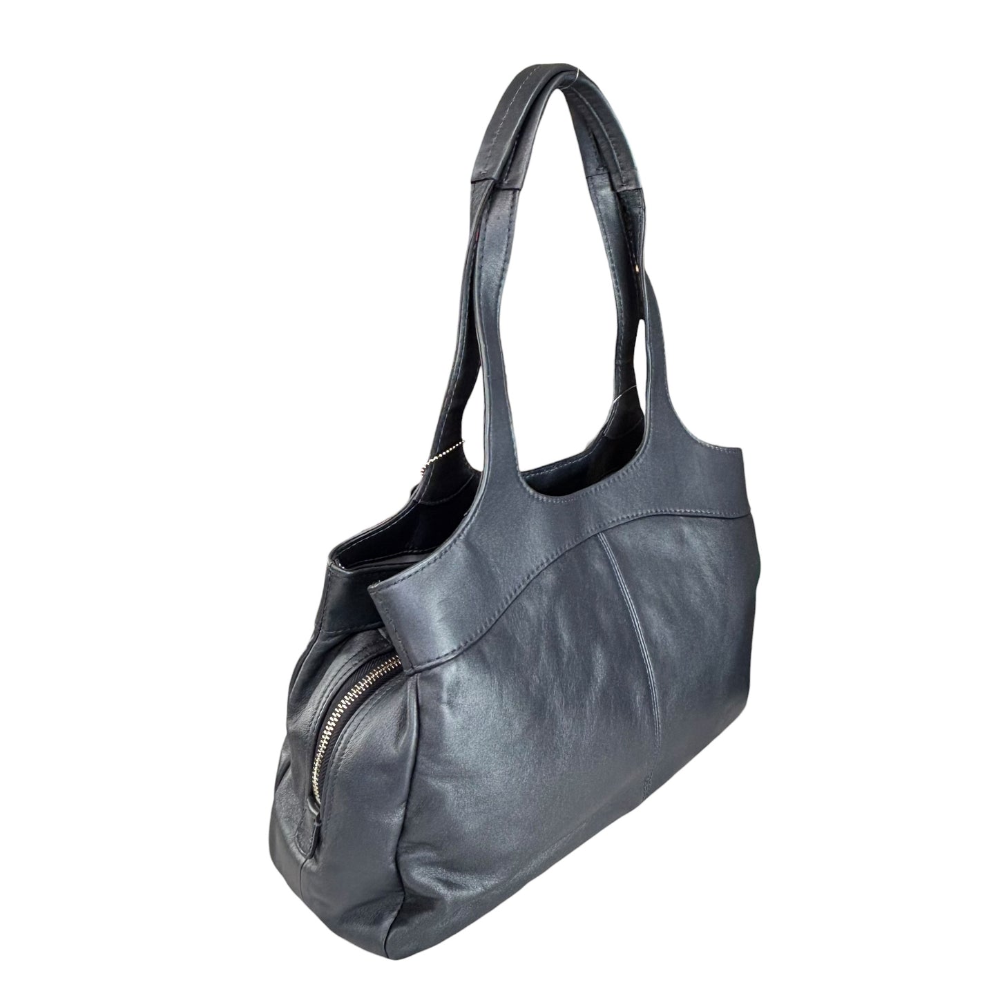 Coach Lexi SHW Metallic Grey Leather Large Shoulder Hobo Pursw