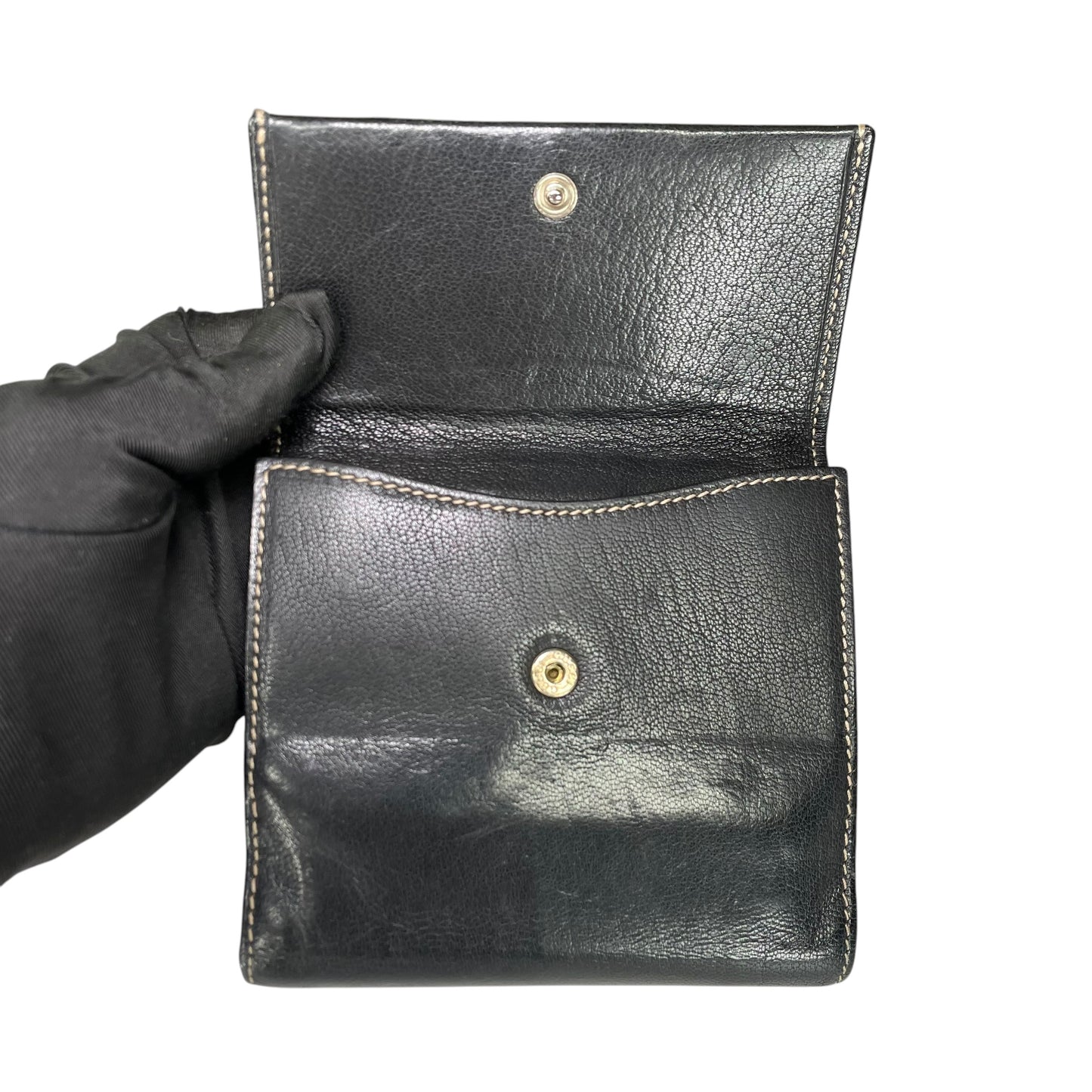 Gucci Capri Wallet Black Leather Web Horsebit Compact Wallet Vintage GG